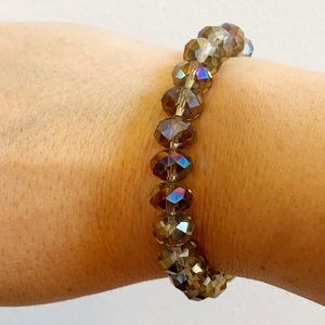 Gray Crystal Bead Stretch Bracelet